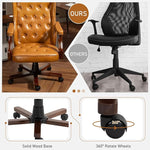 Load image into Gallery viewer, ECOTOUGE Ergonomic Executive Office Chair, Tufted Faux Leather Home Office Desk Chair, Vintage Wingback Swivel Work Chair, Classic Retro Computer Chair, Brown