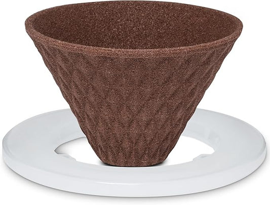 Ceramic Reusable Coffee Filter Pour Over Dripper Paperless Sustinable ekubo one drip 1-2 Cup Made in Japan (Brown)