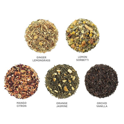 Tea Forte Paradis Petite Presentation Box Tea Gift Set Sampler, 10 Count, 2 of Each Variety Individually Wrapped Handcrafted Pyramid Infuser Bags