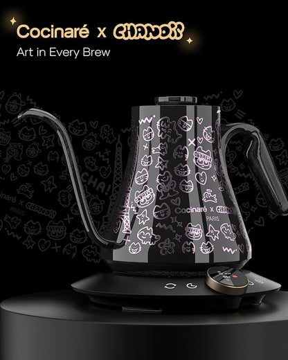 Cocinare x Chanoir FLOW M9 Pro Electric Kettle, Art de Paris Color-Changing Collaboration, Premium Gift Box Packaging with Coffee Mat, ±0.5℉ Temp Control for Coffee & Tea (Chanoir Black)