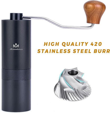 Manual Coffee Bean Grinder Internal Adjustable Setting Double Bearing Positioning, hand burr coffee grinders for home use Perfect for Camping