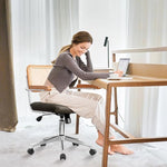 Load image into Gallery viewer, Genuine Leather Rattan Office Chairs, Modern Rattan Desk Chair with Natural Back &amp; Wood Armrest, Small Upholstered Tufted Cowhide Home Office Desk Chairs for Home Office, Bedroom, Study, Olive Green