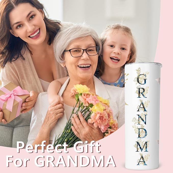 Christmas Gifts for Grandma- Best Grandma Tumbler- Cute Grandma's Mother's Day Birthday Gifts- Gift for Grammy, Grandmothers, Grandmom from Grandchild Grandson Granddaughter