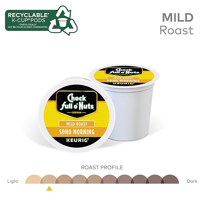 Chock full o’Nuts Variety Pack Keurig K-Cup Pods for Keurig Brewers – Premium Arabica, Mild, Medium and Dark Roast – Single Serve – 4 Packs of 12 K-Cup Pods