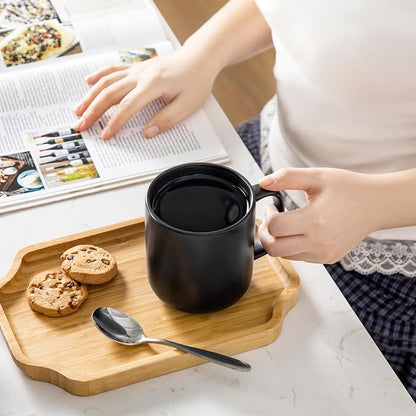vancasso Stoneware Coffee Mugs Set, 16 oz Ceramic Coffee Cups for Americano Hot Tea Iced Coffee Cold Brew Cocoa Milk Mugs Set of 6, Dishwasher & Microwave Safe, Matte Black