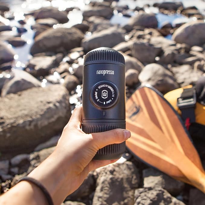 WACACO Nanopresso Portable Espresso Maker Bundled with Protective Case, Mini Travel Coffee Machine, Perfect for Camping, Travel and Office（ Black）