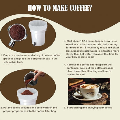 50 Pcs Commercial Cold Brew Coffee Filters, 20" x 20" Brew Bags For Commercial Cold Brew Coffee Makers and 5 Gallon Buckets, Disposable Coffee Filter Bags with Drawstring for Brew Up to 5 lbs Coffee