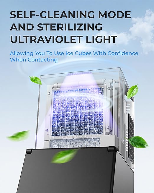 Commercial Ice Maker Machine 400 LBS/24H, Undercounter Large Ice Makers 250 LBS Storage Bin and 156 Ice Trays, Icemaker Machine with Touch Screen, Self-Cleaning for Bar/Cafe/Restaurant