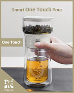 Load image into Gallery viewer, ZENS Cool Glass Teapot with Infuser, Smart One Touch Tea Maker for Loose Tea Diffusers with Insulated Mug and Portable Tea Kits, Enchanted Teapot Alternatives for Tea Lover Gifts