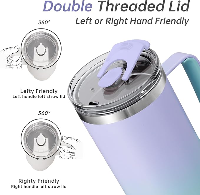 COKTIK 40 oz Tumbler With Handle and Straw Lid, Vacuum Insulated Travel Coffee Mug Stainless Steel Insulated Cup for Beverages, Leak-proof, Cupholder Friendly (Sweet Candy)