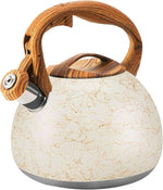 Load image into Gallery viewer, 3.2 Quart Whistling Tea Kettle Stovetop, Stainless Steel Tea pot with Wood Grain Handle, Loud Whistle Kettle for Boiling Water, Coffee &amp; Milk, Easy-Pour Spout Classic Design (Off-white)