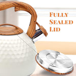 Load image into Gallery viewer, Tea pot, 3.2Qt Whistling Tea Kettle Stovetop, Convenient switch/heat-resistant handle, coffee, tea, milk teapots, Gas Electric Applicable (cream)