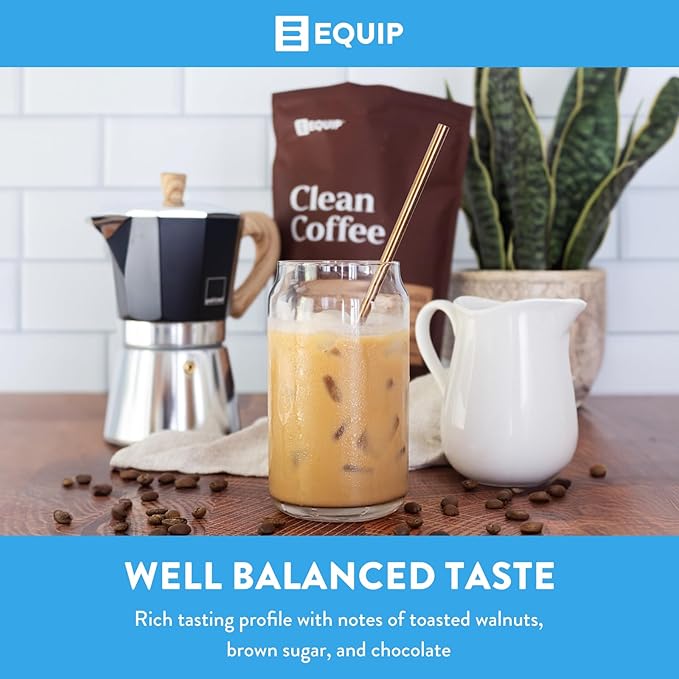 Equip Foods Clean Coffee | Gold Standard, Certified Organic, Fair Trade, Regenerative | Medium Roast, Whole Bean, Nicaragua | Brown Sugar+Chocolate+Citrus