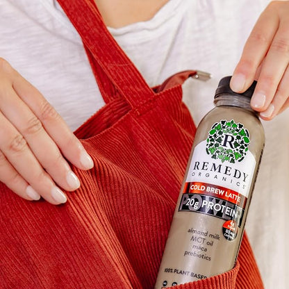 Remedy Organics Cold Brew Latte Power 12-Pack | Plant Based MCT Oil Protein Shakes, Ready to Drink | USDA Organic, Vegan, Gluten Free, Dairy Free, Soy Free | 12 Cold Brew Latte Bottles