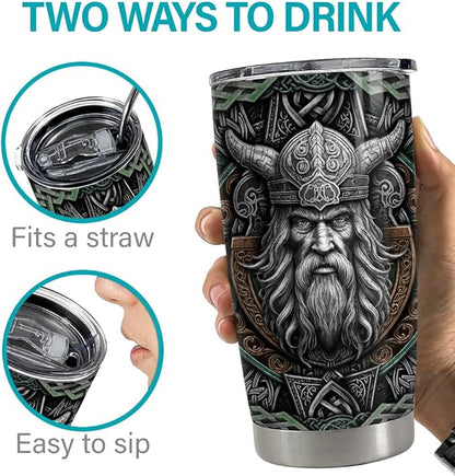 Viking Cup Tumbler 20oz Viking Gifts for Men Vikings Stainless Steel Insulated Tumblers Coffee Travel Mug Gift for Birthday Christmas