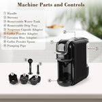 Load image into Gallery viewer, Espresso Maker for Nespresso Capsule, Lavazza Blue Capsule &amp; Coffee Powder, 19 Bar Pump Pressure Makes Authentic Espresso Coffee, Mini Espresso Coffee Machines with Removable Water Tank.