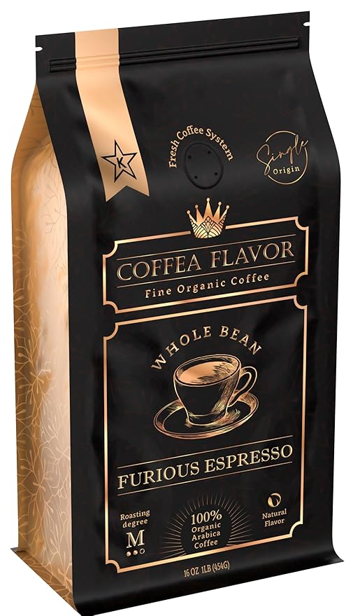 Espresso Coffee Beans – Medium Roast, Organic, Single Origin, 100% Arabica – Bold Flavor & Smooth Finish – Furious Espresso by Coffea Flavor