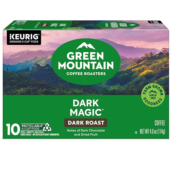 Green Mountain Coffee Roasters Dark Magic, Keurig Single Serve K-Cup Pods, Dark Roast Coffee, 60 Count, (6 Packs of 10)