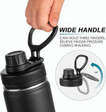 Load image into Gallery viewer, Koodee Insulated Water Bottle, 22 oz Stainless Steel Double Wall Vacuum Wide Mouth Sport Bottle with Leakproof Spout Lid (Black)