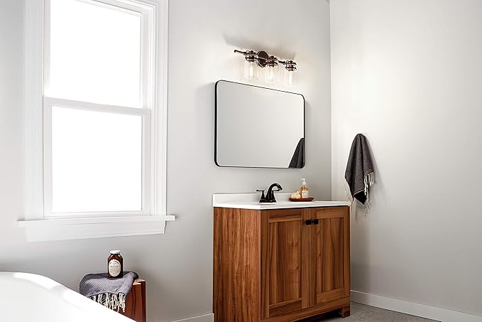 KICHLER Brinley 24" 3 Light Vanity Light with Clear Glass in Olde Bronze®