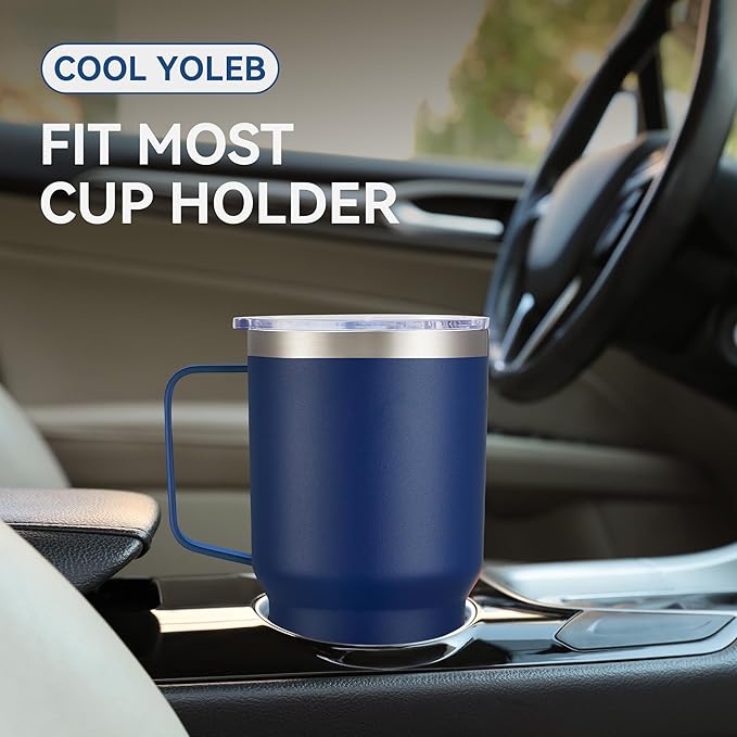 30 oz Tumbler with Handle and Lid, Stainless Steel Tumblers Double Wall Vacuum Insulated Travel Mug Leak Proof Cup Keep Drinks Cold and Hot Navy, 1 Pack