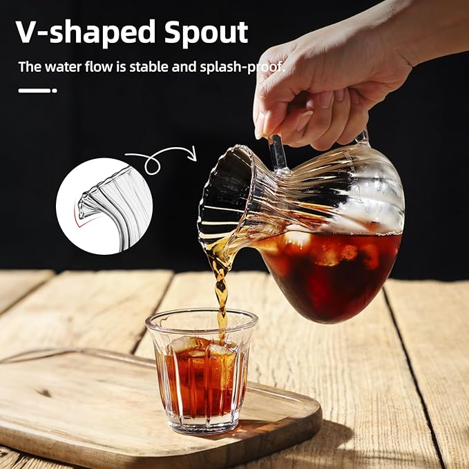 Bincoo Pour Over Coffee Maker Set,650ML Borosilicate Glass Carafe with Coffee Driper&50pcs Paper Filter,Glass Coffee Maker for Home Café Restaurant(Transparent)