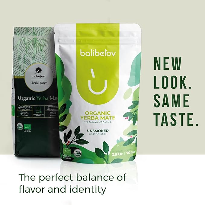 BALIBETOV Organic Yerba Mate Tea - Unsmoked Yerba Mate Pure Loose Leaf Tea (2.5 Oz / 70 grs Each (Pack of 6)