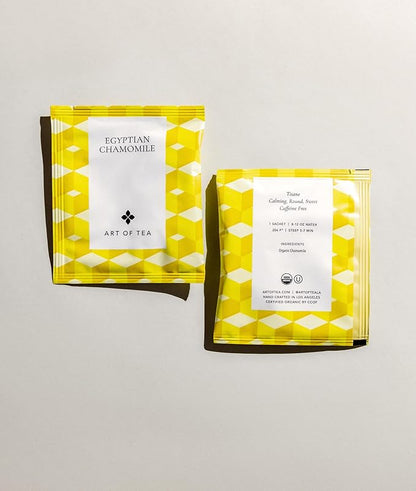 Art of Tea | Organic Egyptian Chamomile Tea Bags - Caffeine Free Herbal Teas | 50 Eco Friendly Pyramid Tea Bag Sachets | Chamomile Tea Organic Naturally Decaf Tea bags