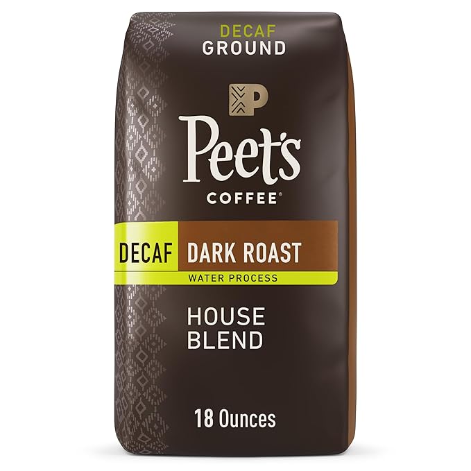 Peet's Coffee, Dark Roast Ground Coffee - Decaf House Blend 18 Ounce Bag