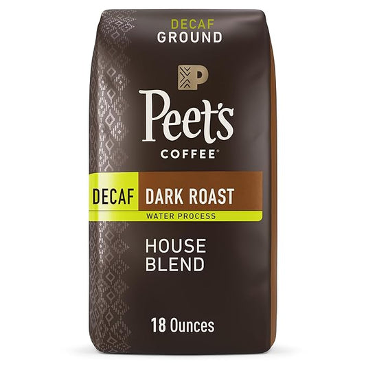 Peet's Coffee, Dark Roast Ground Coffee - Decaf House Blend 18 Ounce Bag