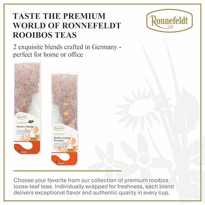 Ronnefeldt LeafCup Rooibos Orange Chai – Naturally Caffeine-Free Red Herbal Tea with Natural Orange Flavoring – Set of 2 Boxes – 30 Individually Wrapped Loose Leaf Tea Bags – Packed in Germany