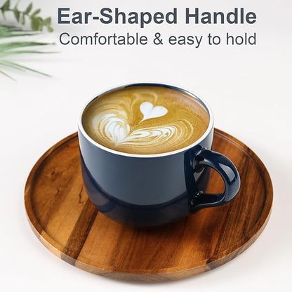 Soup Mugs with Handles Microwave Safe, 21 OZ Jumbo Ceramic Soup Mug, Soup Cups for Coffee, Tea, Soup, Cereal, Salad, Dishwasher & Oven Proof Soup Bowls with Handle, Dark Blue