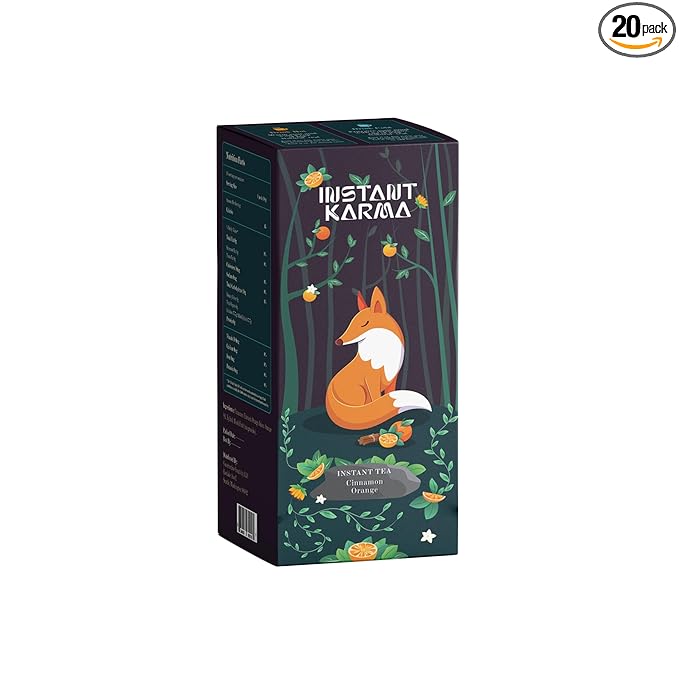 Instant Karma | Cinnamon Orange Instant Tea | All Natural, Caffeine-Free, No Added Sugar | Herbal Wellness Tea 20 Sachets (Cinnamon Orange)