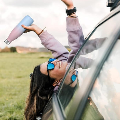 HASLE OUTFITTERS 17oz Stainless Steel Water Bottles, Vacuum Insulated Water Bottles Double Walled Powder Coated Reusable Metal Sports Water Bottles Keep Drinks Hot and Cold, Pink Blue, 1Pack