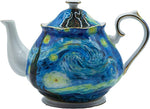 Load image into Gallery viewer, Teapot 30 oz Van Gogh Paintings Bone China Loose Tea Pot Floral Design Vintage Ceramic Coffee Water Pot European Style Porcelain (Starry Sky)