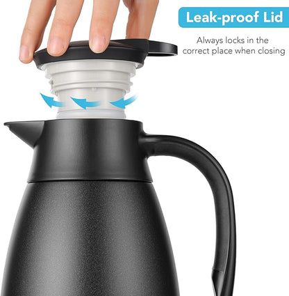 Tiken 68 Oz Thermal Coffee Carafe, Stainless Steel Insulated Vacuum Coffee Carafes For Keeping Hot, 2 Liter Beverage Dispenser (Starry Black)