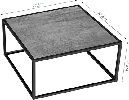 SAYGOER Small Coffee Table Square Modern Coffee Tables for Small Space Low Center Table for Living Room Office, Wood Top with Metal Frames, Easy Assembly, Gray Wood