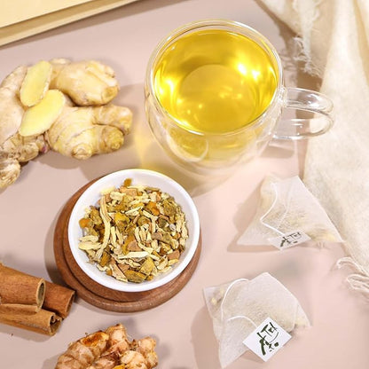 FullChea - Turmeric Ginger Cinnamon Tea Bags, 50 Count, 2g/bag - Premium Turmeric, Ginger, Cinnamon - Non-GMO - Caffeine-free - Aid Digestion & Boost Immunity