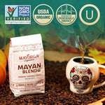 Load image into Gallery viewer, Mayorga Organic Coffee 12oz Mayan Blend - Medium Roast Whole Bean Specialty Grade Coffee, 100% Arabica, Slow Roasted, Chocolate and Floral Flavor with Low Acidity - USDA Organic, Non-GMO, Kosher