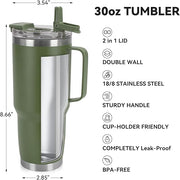 HASLE OUTFITTERS 30oz Tumbler Bulk with Handle, Insulated Travel Coffee Mug Set with Handle Leak-Proof Double Wall Stainless Steel Vacuum Tumblers Pack Metal Cup for Hot and Cold Drink