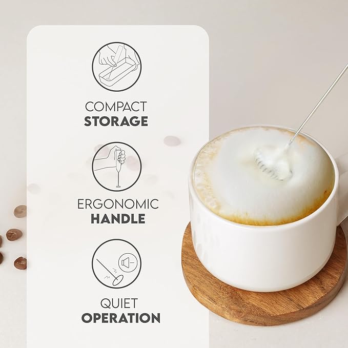 Zulay Kitchen FrothMate Powerful Milk Frother Portable & Compact Handheld Foam Maker Lattes, Cappuccinos (Black with Copper, Froth Mate)