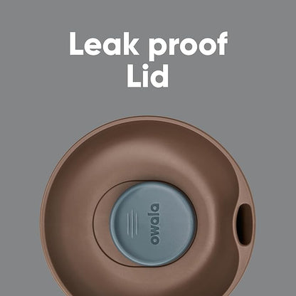 Owala SmoothSip Slider Insulated Stainless Steel Coffee Tumbler, Reusable Iced Coffee Cup, Hot Coffee Travel Mug, BPA Free 20 oz, Grey/Brown (Cozy Cocoa)