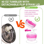 Load image into Gallery viewer, Sursip 40 oz Tumbler with Handle and Flip Straw, 100% Leakproof Lid Insulated Cup Stainless Steel Water Bottle for Cold Drinks Travel Mug, BPA-Free, Dishwasher Safe