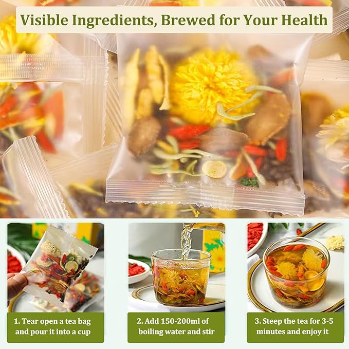 Dandelion Wolfberry Tea, 24 Pcs Organic Dandelion Tea for Kidneys & Liver Health, Eight Natural Chinese Herbal Ingredients Blend with Chrysanthemum, Wolfberry, Cassia Seed (288g (12gx24 packs)