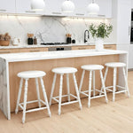 Load image into Gallery viewer, chairus 24" White Backless Counter Height Bar Stools Set of 4, Farmhouse Wooden Counter Stools with Round Seat &amp; Turned Legs, Rustic Vintage Colonial Short Bar Chairs for Kitchen Island