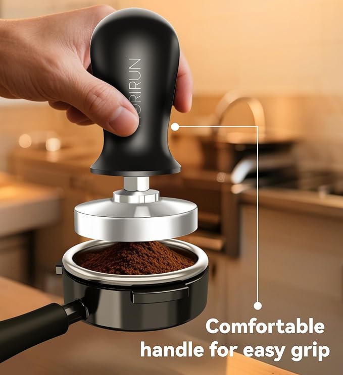 58mm Espresso Tamper with Auto-Return Spring Coffee Accessory,Level Press Anti-Tilt Design,304 Stainless Steel Base,Easy Clean,Professional Ergonomic Handle