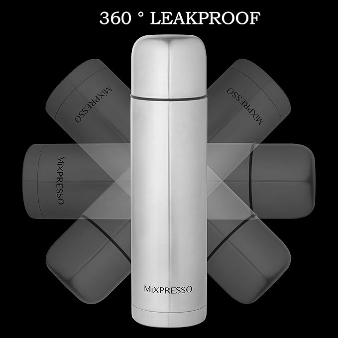 Mixpresso Coffee Flask & Coffee Mug, Stainless Steel Coffee vacuum flask For Hot Coffee or Cold Tea Fits Car Caddy or Backpack, Leak Proof Travel Mug, 17 Ounce Coffee Thermos