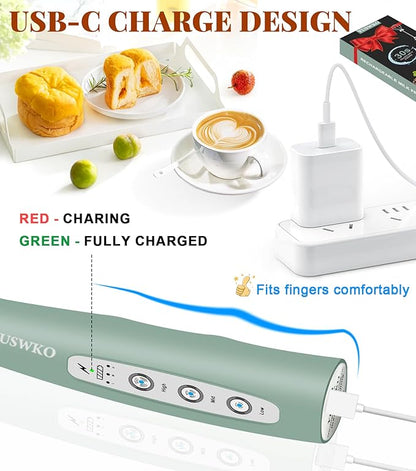 YUSWKO Milk Frother Handheld for Coffee, Rechargeable Drink Mixer with 3 Heads 3 Speeds Electric Coffee Frother Whisk, Gift for Many Occasions and Festival