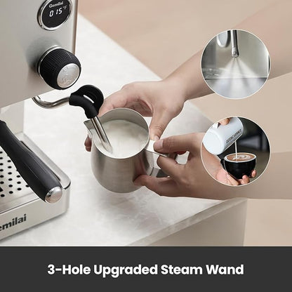 Espresso Machine, 15 Bar Coffee Maker with 1450W Boiler, Milk Frother Steam Wand, Professional Espresso Maker with 57oz Removable Water Tank for Latte, G3007L, Brushed Stainless Steel