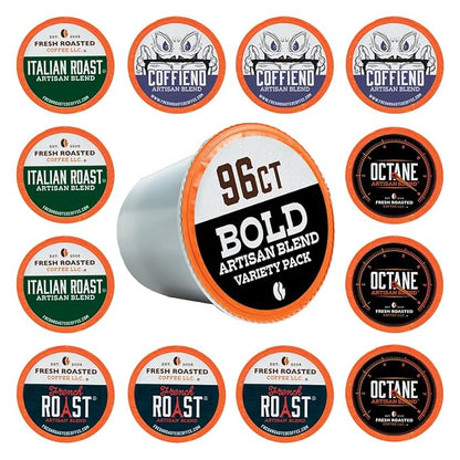 Fresh Roasted Coffee, Bold Artisan Blend Variety Pack, K-Cup Compatible, 96 Pods
